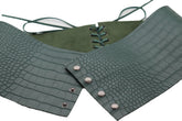 Extra Wide Tie Green Corset Fashion Belt Faux Crocodile Skin Leather M L